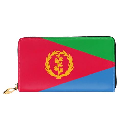 TYUMH Lange Clutch aus Leder mit eritreischer Flagge, mit 12 Kartenfächern und 3 vollen Fächern für Bargeld, entworfen für modische Frauen. von TYUMH
