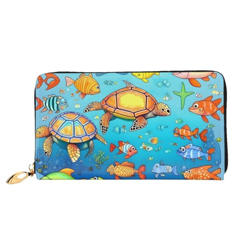 TYUMH Lange Clutch aus Schildkröten- und Fischleder mit 12 Kartenfächern und 3 vollen Taschen für Bargeld, entworfen für modische Frauen. von TYUMH