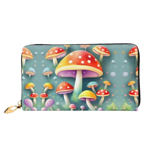 TYUMH Niedliche farbige Pilz-Leder-Clutch-Geldbörse mit 12 Kartenfächern und 3 vollen Fächern für Bargeld, entworfen für modische Frauen. von TYUMH