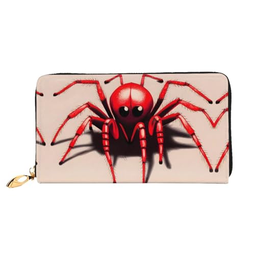 TYUMH Niedliche kleine rote Spinne Leder lange Clutch Geldbörse mit 12 Kartenfächern und 3 vollen Taschen für Bargeld, entworfen für modische Frauen. von TYUMH