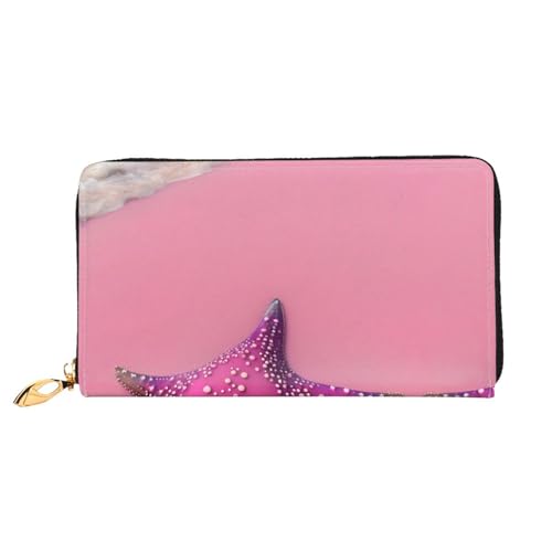 TYUMH Pink Sand Beach Leder lange Clutch Geldbörse mit 12 Kartenfächern und 3 vollen Taschen für Bargeld, entworfen für modische Frauen. von TYUMH