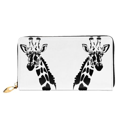 TYUMH Schwarze und weiße Giraffen-Leder-Clutch-Geldbörse mit 12 Kartenfächern und 3 vollen Fächern für Bargeld, entworfen für modische Frauen. von TYUMH