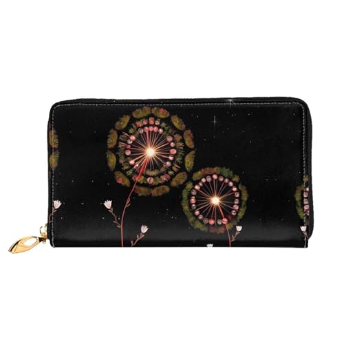 TYUMH Starry Pusteblume Leder lange Clutch Geldbörse mit 12 Kartenfächern und 3 vollen Taschen für Bargeld, entworfen für modische Frauen. von TYUMH