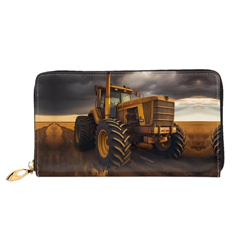 TYUMH Traktor im Feld Leder lange Clutch Geldbörse mit 12 Kartenfächern und 3 vollen Taschen für Bargeld, entworfen für modische Frauen. von TYUMH