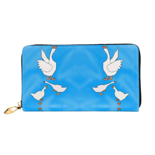 TYUMH Weiße Goose House Leder-Clutch-Geldbörse mit 12 Kartenfächern und 3 vollen Fächern für Bargeld, entworfen für modische Frauen. von TYUMH