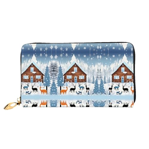 TYUMH Winter Rehkitz Leder lange Clutch Geldbörse mit 12 Kartenfächern und 3 vollen Taschen für Bargeld, entworfen für modische Frauen. von TYUMH