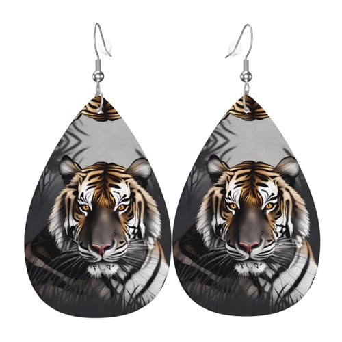 Tiger at Rest Ohrringe aus Leder in Tropfenform sind ein luxuriöses und modisches Accessoire, das für Frauen geeignet ist und individuellen Charme zeigt. von TYUMH