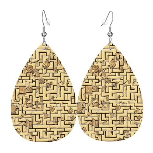 Treasure Maze Lederohrringe in Tropfenform sind ein luxuriöses und modisches Accessoire, das für Frauen geeignet ist und individuellen Charme zeigt. von TYUMH
