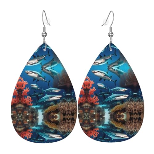 U-Boot-Hai-Korallenohrringe in Tropfenform aus Leder sind ein luxuriöses und modisches Accessoire, das für Frauen geeignet ist und individuellen Charme zeigt. von TYUMH