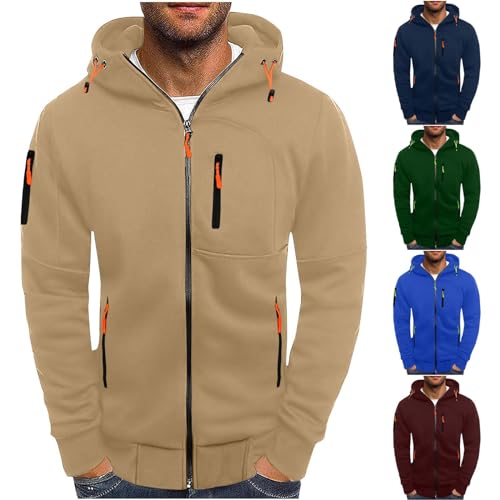 TYUNBD Sweatjacke Herren Hoodie Kapuzenjacke Übergangsjacke Langarm Männer Elegant Sweatshirt mit Reißverschluss Warm Pullover Casual Tops Baggy Outdoor Sportjacke Bequem Freizeit Kapuzenpullover von TYUNBD