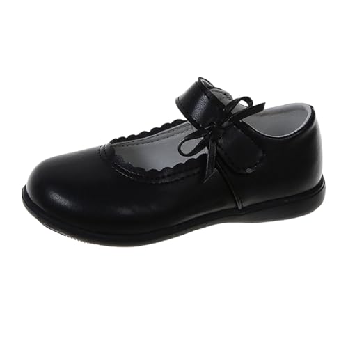 TYUSGH Mädchen-Schulschuhe, klassisch, PU-Leder, schwarz, Größe M ARY Jane flache Schleife, Pumps für Kinder, runde Zehen, U-Niform, leicht, Freizeitschuhe, Schwarz , 30 EU von TYUSGH