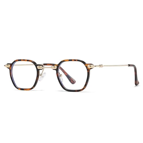 TYUVIVO Beliebte Mode Herren Punk Klare Sonnenbrille mit Verlaufsgläsern UV400 Damen Retro Nieten Brille (Leopard klar) von TYUVIVO