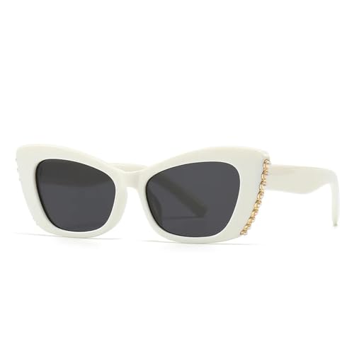 TYUVIVO Beliebte Sonnenbrillen Straßenfotografie Beliebtes Modell Cat Eye Pearl Dekorativ (WEISS) von TYUVIVO