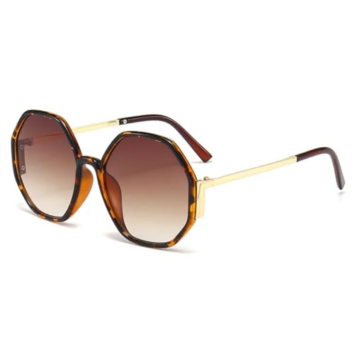 TYUVIVO Hexagon Sonnenbrille Damen Unregelmäßige Gläser Herren Uv400 (Leopard) von TYUVIVO