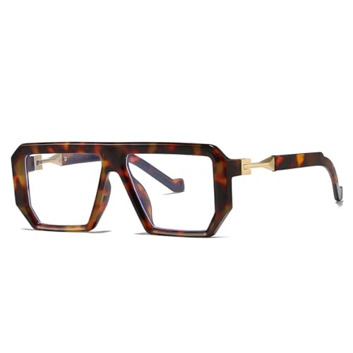 TYUVIVO Klassische Vintage-Sonnenbrille mit großem Rahmen für Damen und Herren, Luxus-Reisebrille für Frauen, UV400 (Leopardenmuster, transparent) von TYUVIVO