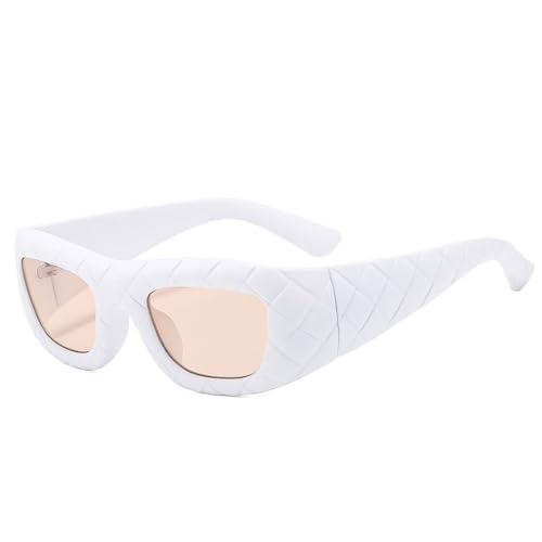 TYUVIVO Kleine rechteckige Sonnenbrille im Vintage-Stil für Damen und Herren, luxuriös, Intrecciato-Sonnenbrille für Damen, lustige Brillen, C6WhiteChampagne, Einheitsgröße TYUVIVO Kleine rechteckige Sonnenbrille im Vintage-Stil für Damen und Herren, luxuriös, Intrecciato-Sonnenbrille für Damen, lustige Brillen, C6WhiteChampagne, Einheitsgröße von TYUVIVO