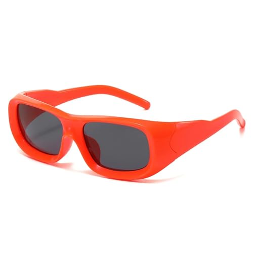 TYUVIVO Luxuriöse, modische Vintage-Sonnenbrille mit großem Rahmen für Damen und Herren, Punk, klassisch, für den Außenbereich (Orange, Rot, Schwarz) von TYUVIVO