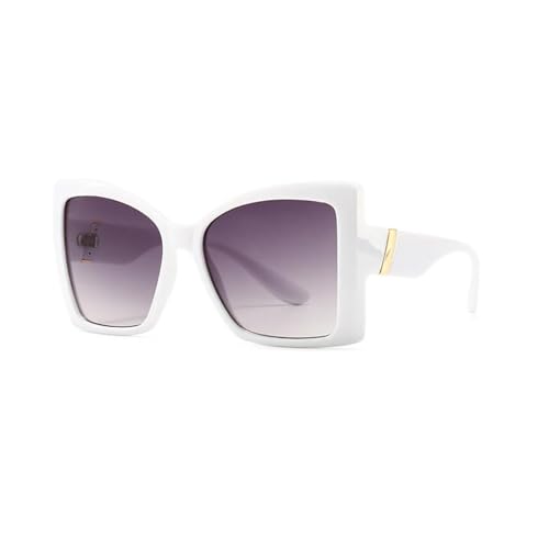 TYUVIVO Luxuriöse Cat-Eye-Sonnenbrille mit großem Rahmen, Damenmode, Vintage, beliebt, Reisen, sexy Damen, UV400 (weiß/grau) von TYUVIVO