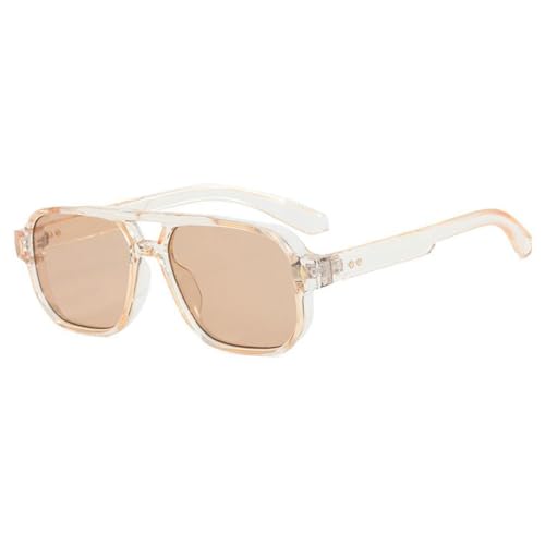 TYUVIVO Luxuriöse Sonnenbrille mit großem Rahmen für Damen und Herren, Vintage, Punk-Nieten, beliebt, für den Außenbereich, UV400 (Champagnertee) von TYUVIVO