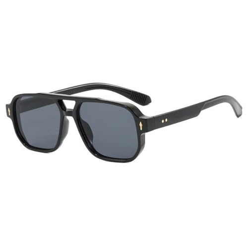 TYUVIVO Luxuriöse Sonnenbrille mit großem Rahmen für Damen und Herren, Vintage, Punk-Nieten, beliebt, für den Außenbereich, UV400 (Schwarz Schwarz) von TYUVIVO