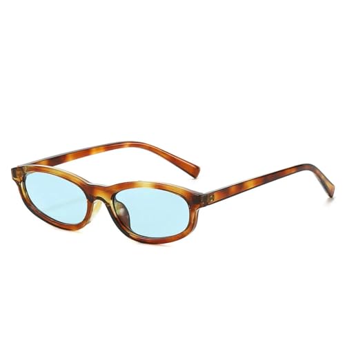 TYUVIVO Luxuriöse Sonnenbrille mit kleinem Rahmen für Damen und Herren, beliebter Vintage-Punk, UV400 (Leopardenblau) von TYUVIVO