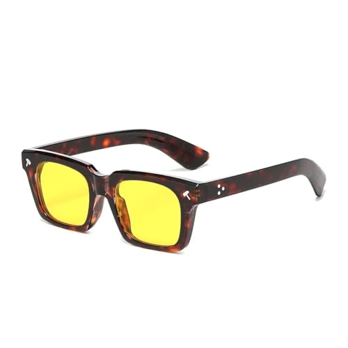TYUVIVO Nieten-Sonnenbrille für Damen und Herren, beliebt, luxuriös, Vintage, Punk, UV400 (Leopardengelb) von TYUVIVO