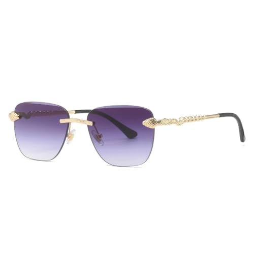 TYUVIVO Randlose Vintage-Sonnenbrille für Damen und Herren, trendig, modisch, luxuriös, Metallschlange (grau) von TYUVIVO