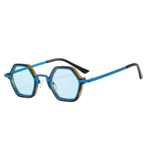 TYUVIVO Retro Polygon Sonnenbrille Damenmode Clear Ocean Lens Uv400 (blau) von TYUVIVO