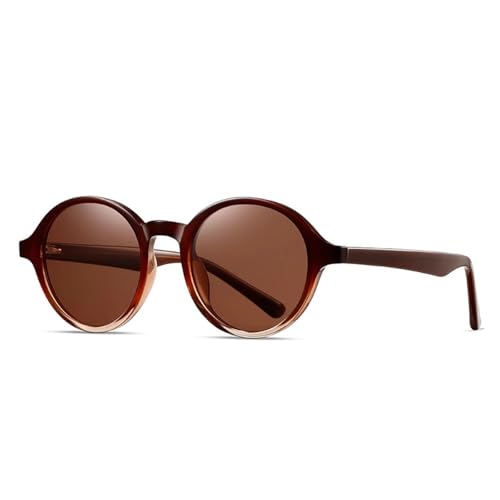 TYUVIVO Retro Runde Herren Sonnenbrillen fürs Autofahren im Freien Mode Punk Doppelfarbe UV400 Damen Luxus (Rotbraun Braun) von TYUVIVO