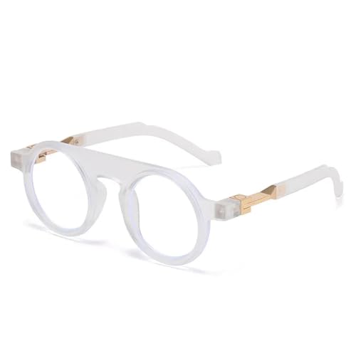 TYUVIVO Runde Luxus-Sonnenbrille im Vintage-Stil für Damen und Herren, beliebte Steampunk-Party (weiß, klar) von TYUVIVO
