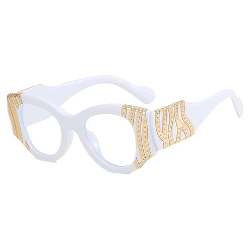 TYUVIVO Vintage Anti-Blaulicht-Katzenaugenbrille für Damen, luxuriöser großer Rahmen (weiß) von TYUVIVO