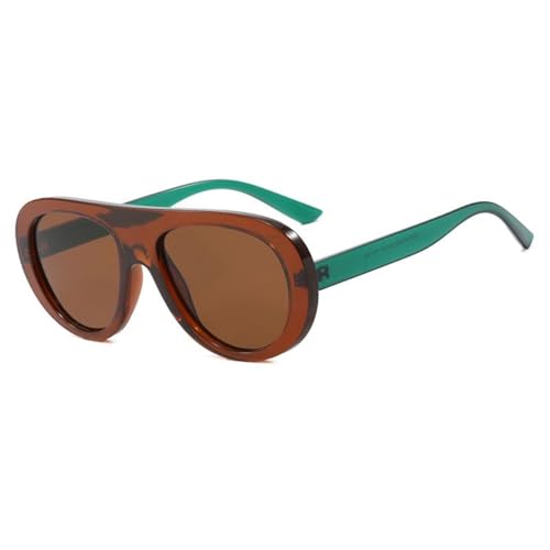 TYUVIVO Vintage Flat Top Sonnenbrille Damen für Herren Mode Beliebte Luxus Punk Outdoor (Braun Braun) von TYUVIVO