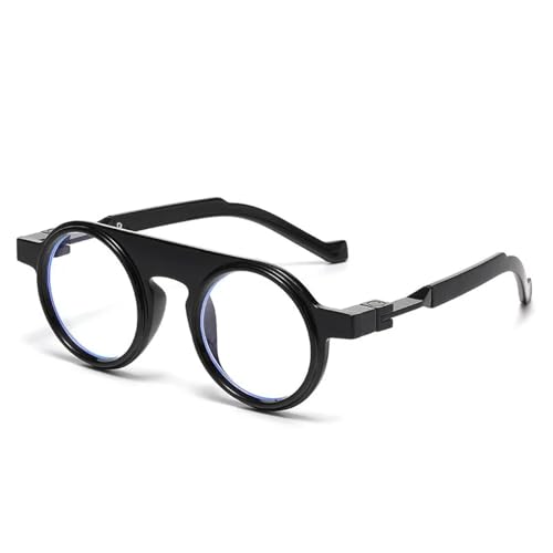 TYUVIVO Vintage Luxus Runde Sonnenbrille Damen für Herren Beliebte Steampunk Party (Schwarz Klar) von TYUVIVO