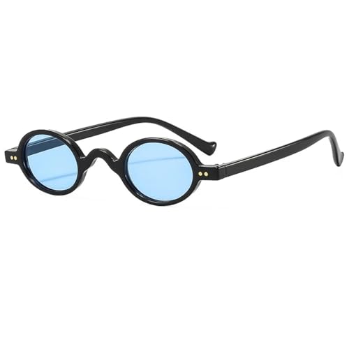 TYUVIVO Vintage-Mode Runde Sonnenbrille Damen Herren Luxus Beliebte Kleine Rahmen Punk Reise (Schwarz Blau) von TYUVIVO