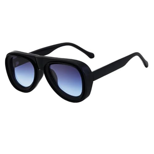 TYUVIVO Vintage-Sonnenbrille für Damen und Herren, konkaver Rahmen, Punk, luxuriös, beliebt, großer Rahmen (schwarz, grau, blau) von TYUVIVO
