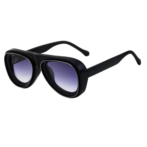 TYUVIVO Vintage-Sonnenbrille für Damen und Herren, konkaver Rahmen, Punk, luxuriös, beliebt, großer Rahmen (schwarz/grau) von TYUVIVO