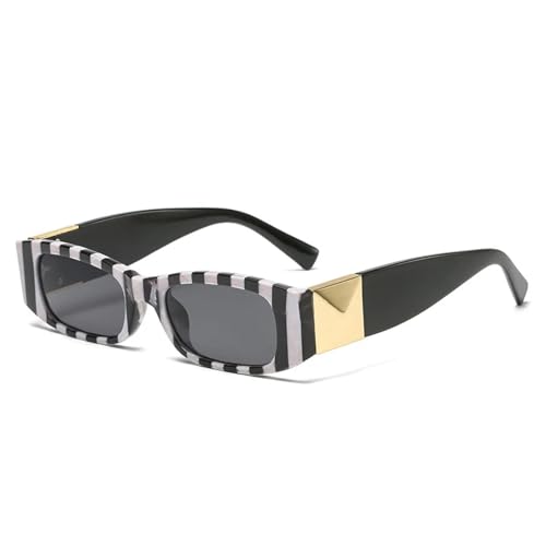 TYUVIVO Vintage Sonnenbrille mit kleinem Rahmen für Damen und Herren, modisch, luxuriös, trendig, Reisen, Punk, UV400 (Schwarz, Weiß, Schwarz) von TYUVIVO