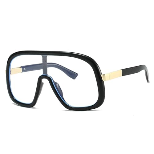 TYUVIVO Vintage Übergroße Einteiler-Sonnenbrille Damen für Herren Punk Beliebter großer Rahmen Luxus UV400 (Schwarz Klar) von TYUVIVO