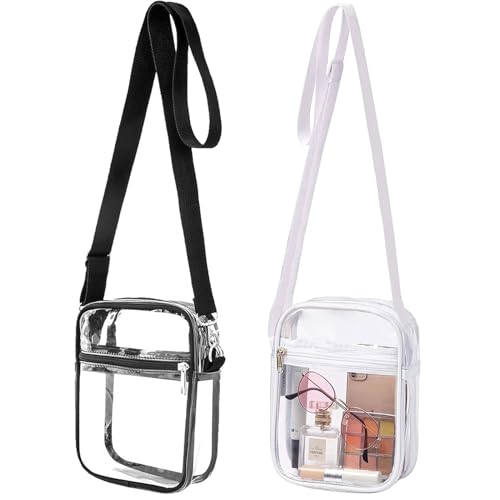 TYXHXTF 2 Pcs Transparente Tasche, Crossbody Schultertasche, Damen Durchsichtig Umhängetasche Klein, Wasserdichte Stylisch Sling Bag, mit Verstellbarem Abnehmbarem Gurt von TYXHXTF