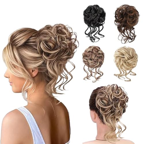 TYXHXTF 4 Pcs Haarteil Mit Gummiband, Messy Bun Haarteil, Gelockt Dutt Haargummi Hochsteckfrisuren für Damen Mädchen von TYXHXTF