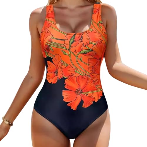 TYXHXTF Badeanzug Damen Bauchweg Push Up, Einteiliger Badeanzug Bademode V Ausschnitt, Bauchweg Strandmode Einteilige Bademode Swimsuit von TYXHXTF