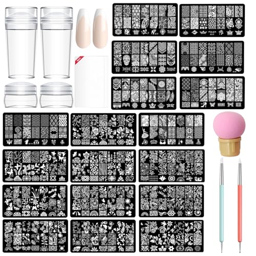 TYXHXTF French Nails Stempel Set,14 pcs Nail Art Stamper Kit Klare Silikon Nail Stamping,Nagel Stempel Mit Schaber,Nageldesign,French Nails Set,Nail Art Stamper,FüR FranzöSische ManiküRe Diy Nail von TYXHXTF