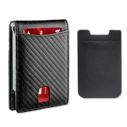 TYXHXTF Geldbörse Herren Slim Wallet, Minimalistischer Geldbeutel Herren mit Ausweisfenster, Geldscheinklammer, Portmonee Geschenk(Schwarz) von TYXHXTF