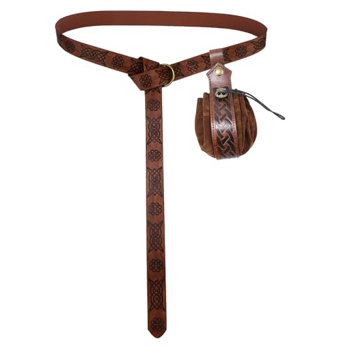 TYXHXTF Mittelalter Gürtel O-Ring Gürtel mit Nordische Gürteltasche Halloween Nekromanten Anzug Mittelalter Kleidung für Halloween Cosplay Vintage Renaissance Set von TYXHXTF