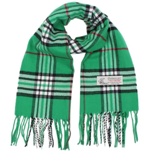 TZ Promise Karierter Kaschmir-Griff, klassischer weicher luxuriöser Winterschal für Herren und Damen, Grün, Einheitsgröße von TZ Promise