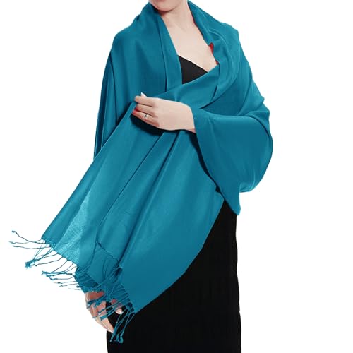 TZ Promise Pashmina Schal, groß, weich, einfarbig, für Damen, Blaugrün/Ein Hauch von Paradies (Trace of Paradise), Einheitsgröße von TZ Promise