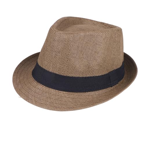 Unisex Fedora Hut Trilby kubanischer Sonnenschutz kurze Krempe, Kaffee, L-XL von TZ Promise