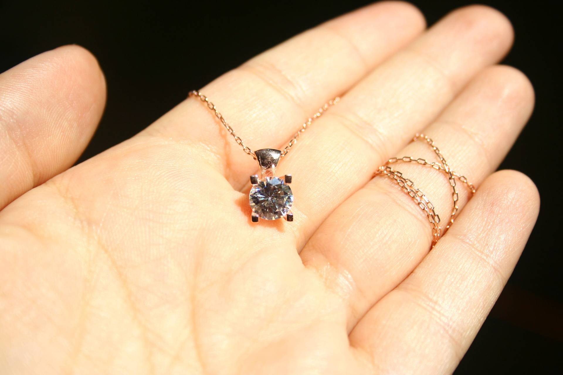 925 Sterling Silber Halskette, Solitär 925 von TZCJewelry