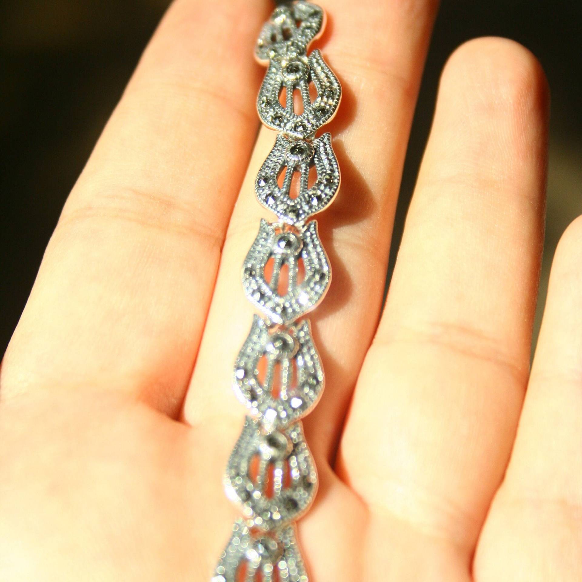 925 Sterlingsilber, Markasit-Armbänder, Wiegt 16, 9 Gramm von TZCJewelry