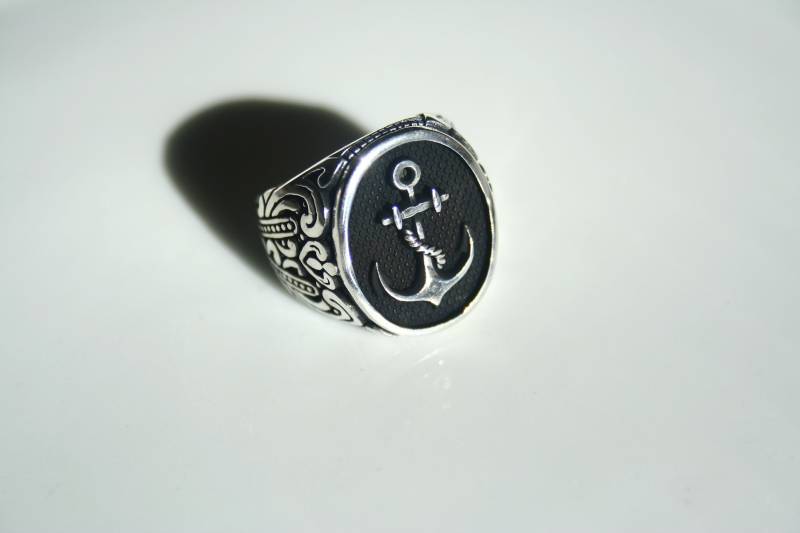 Anker Ring Männer Wachssiegel 925 Sterling Silber Für Männer, Ringe von TZCJewelry
